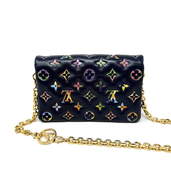 Louis Vuitton LV Garden Pochette Coussin Embossed Multicolor Monogram Navy - Picture 6 of 16